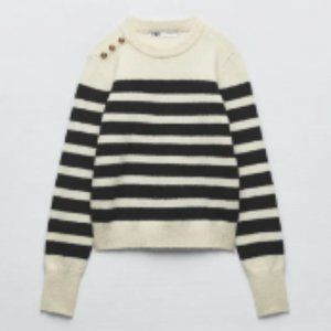 ZARA STRIPED KNIT SWEATER WITH GOLDEN BUTTONS